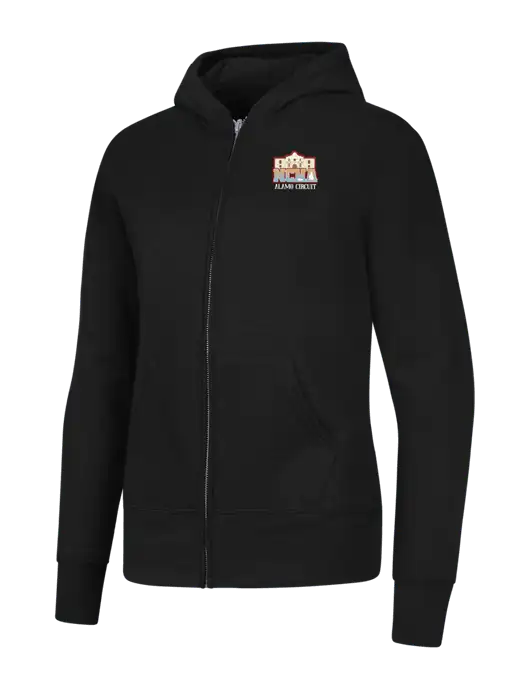Jet Black Womens Core Fleece Full-Zip Hooded Sweatshirt w/NCHA Alamo Circuit Logo