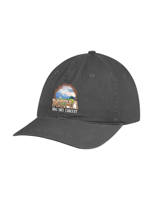 Garment Washed Unstructured Twill Charcoal Cap w/NCHA Big Sky Circuit Logo
