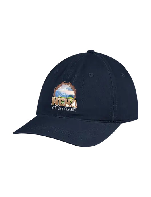 Garment Washed Unstructured Twill Navy Cap w/NCHA Big Sky Circuit Logo