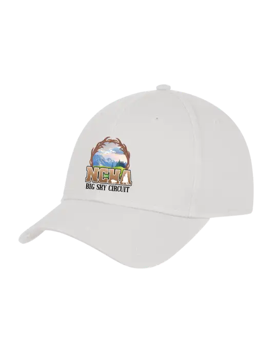 White Structured Cap Hook & Loop w/NCHA Big Sky Circuit Logo
