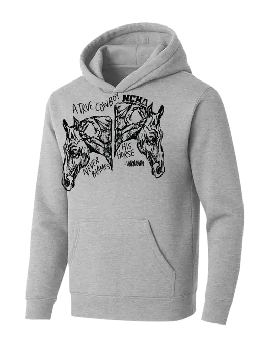 BELLA+CANVAS Light Grey Heather Sponge Fleece Pullover Hoodie w/True Cowboy Logo