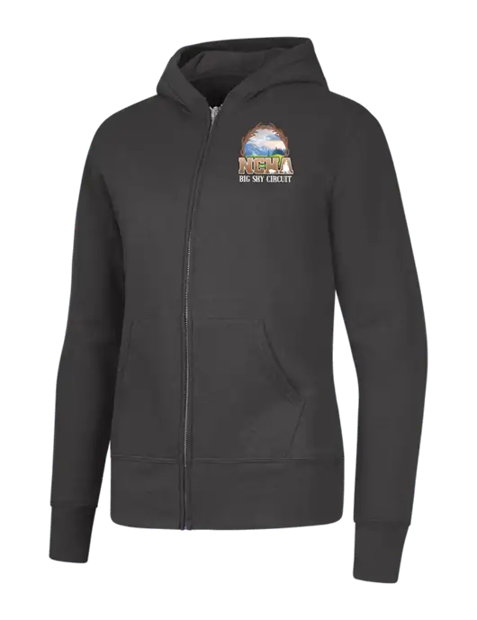 Charcoal Womens Core Fleece Full-Zip Hooded Sweatshirt w/NCHA Big Sky Circuit Logo