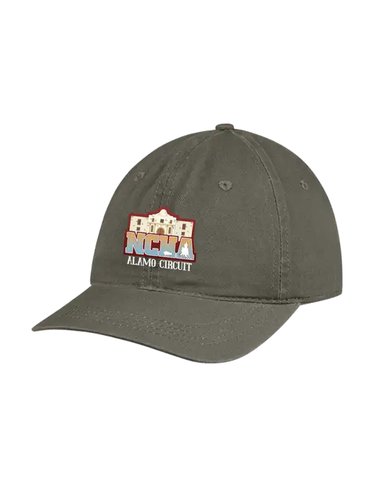 Garment Washed Unstructured Twill Olive Cap w/NCHA Alamo Circuit Logo