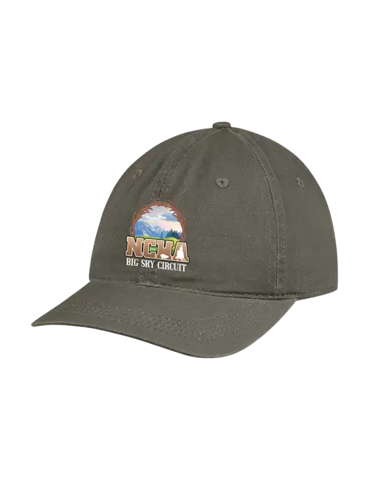 Garment Washed Unstructured Twill Olive Cap w/NCHA Big Sky Circuit Logo