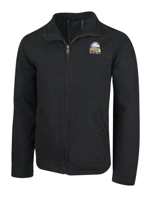 Cornerstone Black Washed Duck Cloth Flannel Lined Work Jacket w/NCHA Big Sky Circuit Logo