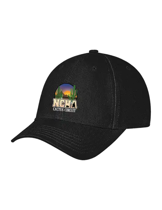 Black Structured Soft Snap Closure Hook & Loop Cap w/NCHA Cactus Circuit Logo