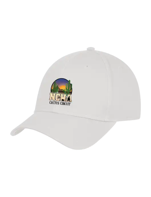 White Structured Cap Hook & Loop w/NCHA Cactus Circuit Logo