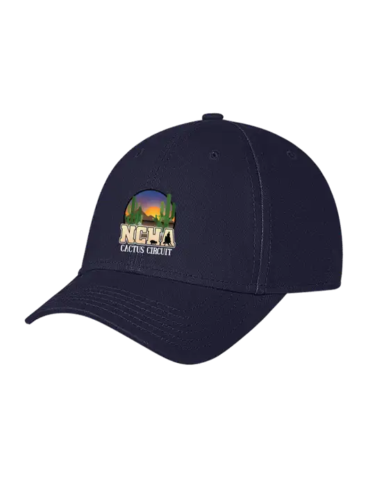 Navy Structured Soft Snap Closure Hook & Loop Cap w/NCHA Cactus Circuit Logo