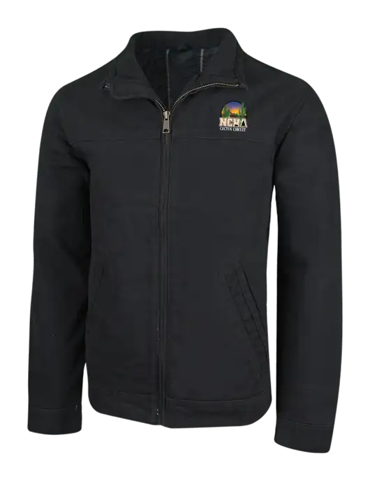 Cornerstone Black Washed Duck Cloth Flannel Lined Work Jacket w/NCHA Cactus Circuit Logo