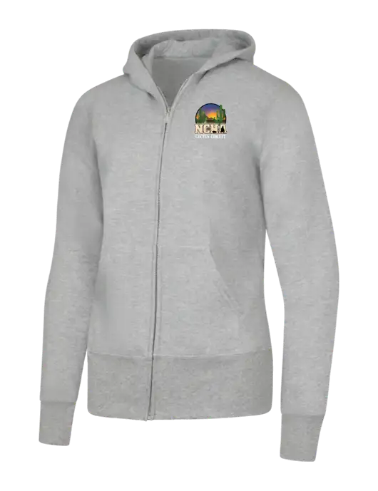 Grey Heather Womens Core Fleece Full-Zip Hooded Sweatshirt w/NCHA Cactus Circuit Logo