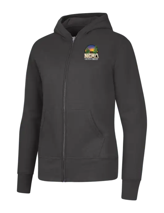 Charcoal Womens Core Fleece Full-Zip Hooded Sweatshirt w/NCHA Cactus Circuit Logo