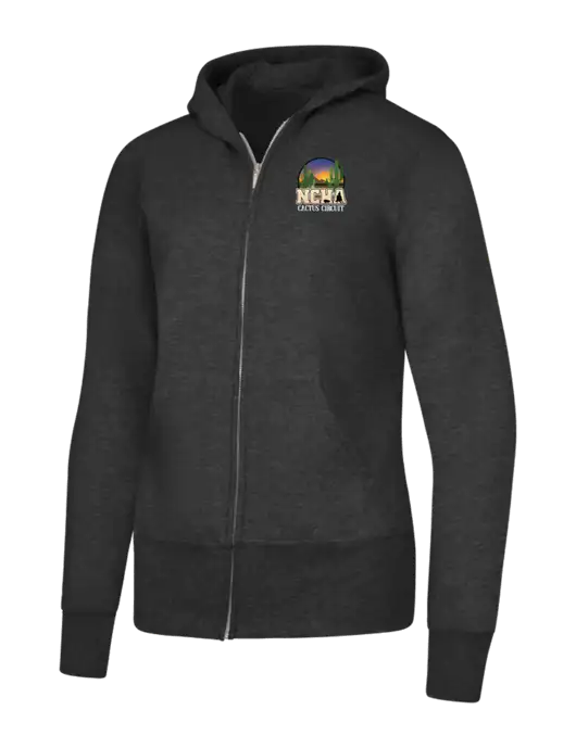 Dark Heather Grey Womens Core Fleece Full-Zip Hooded Sweatshirt w/NCHA Cactus Circuit Logo