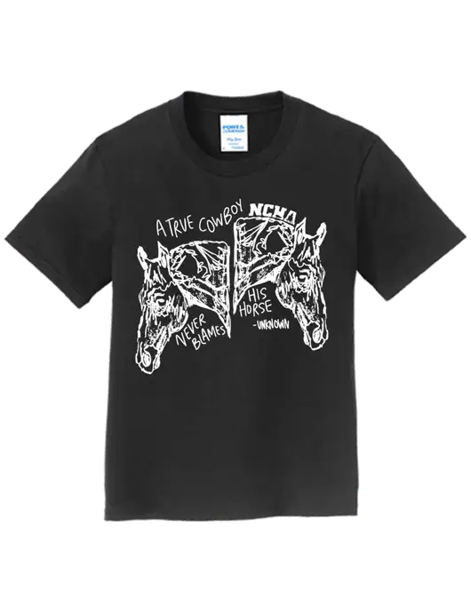 Youth Ring Spun Jet Black 4.5 oz T-Shirt w/True Cowboy Logo