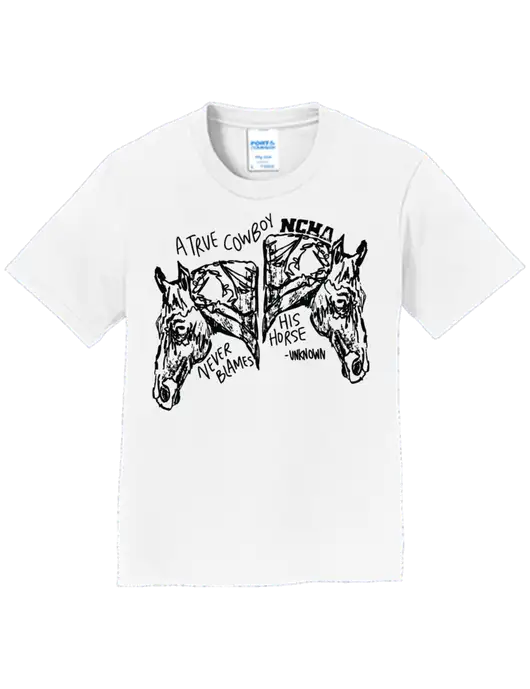 Youth Ring Spun White 4.5 oz T-Shirt w/True Cowboy Logo