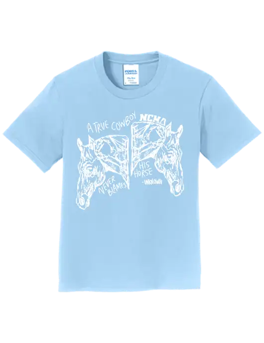 Youth Ring Spun Light Blue 4.5 oz T-Shirt w/True Cowboy Logo