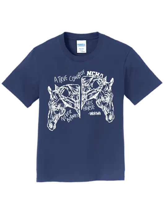 Youth Ring Spun Navy 4.5 oz T-Shirt w/True Cowboy Logo