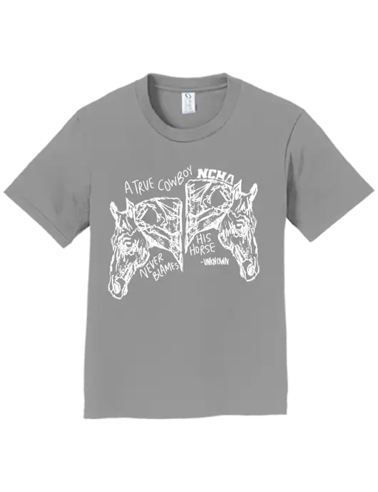 Youth Ring Spun Medium Grey 4.5 oz T-Shirt w/True Cowboy Logo