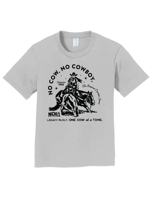 Youth Ring Spun Silver 4.5 oz T-Shirt w/No Cow No Cowboy Logo