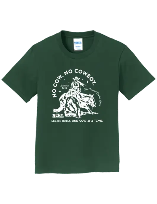 Youth Ring Spun Forest Green 4.5 oz T-Shirt w/No Cow No Cowboy Logo