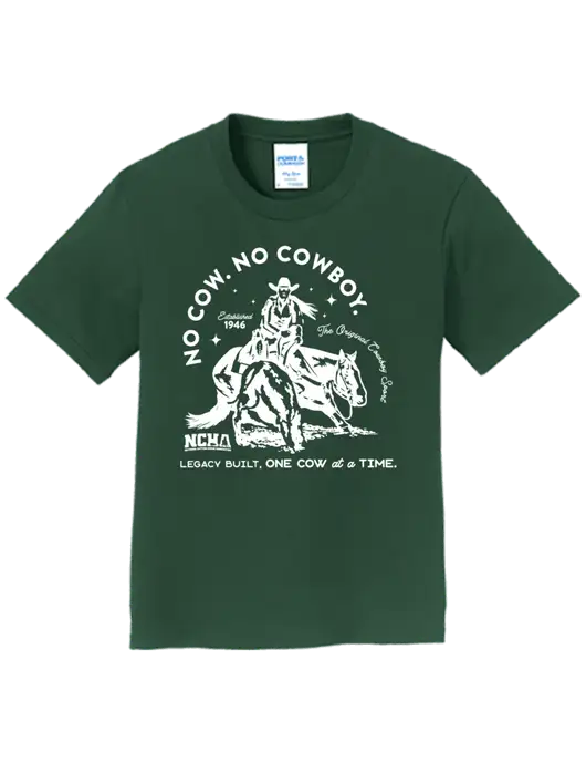 Youth Ring Spun Forest Green 4.5 oz T-Shirt w/No Cow No Cowboy Logo