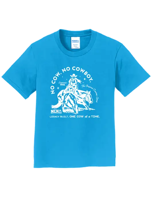 Youth Ring Spun Sapphire 4.5 oz T-Shirt w/No Cow No Cowboy Logo