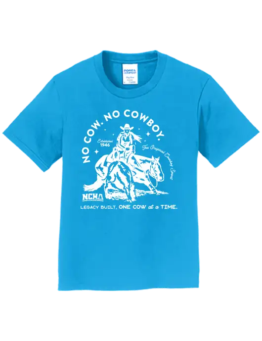 Youth Ring Spun Sapphire 4.5 oz T-Shirt w/No Cow No Cowboy Logo