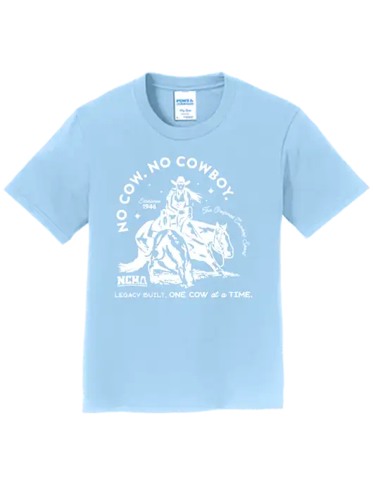 Youth Ring Spun Light Blue 4.5 oz T-Shirt w/No Cow No Cowboy Logo