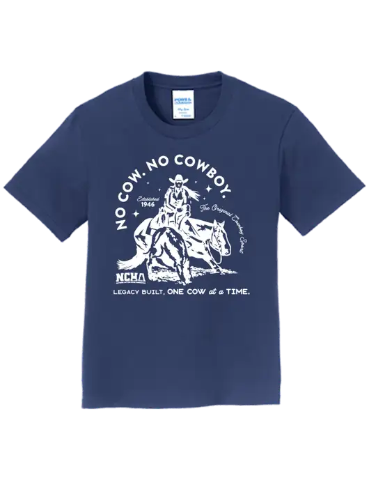 Youth Ring Spun Navy 4.5 oz T-Shirt w/No Cow No Cowboy Logo