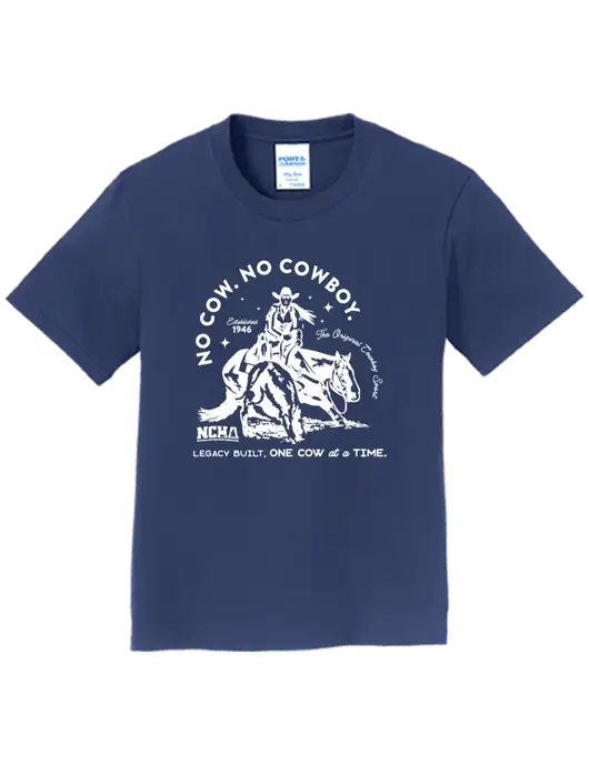 Youth Ring Spun Navy 4.5 oz T-Shirt w/No Cow No Cowboy Logo
