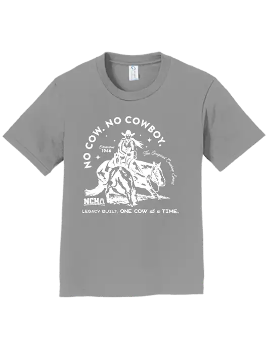 Youth Ring Spun Medium Grey 4.5 oz T-Shirt w/No Cow No Cowboy Logo