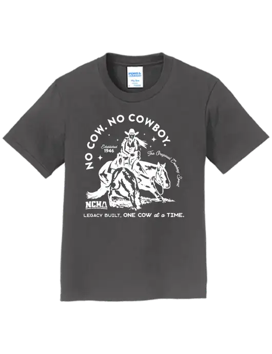 Youth Ring Spun Charcoal 4.5 oz T-Shirt w/No Cow No Cowboy Logo