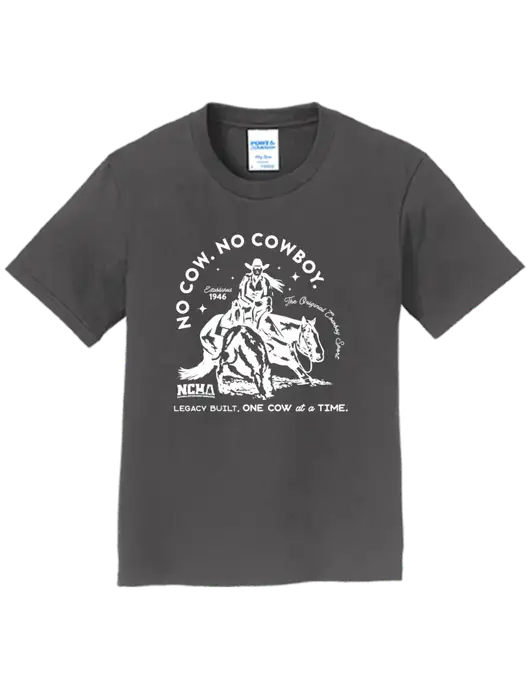 Youth Ring Spun Charcoal 4.5 oz T-Shirt w/No Cow No Cowboy Logo