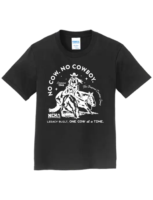 Youth Ring Spun Jet Black 4.5 oz T-Shirt w/No Cow No Cowboy Logo