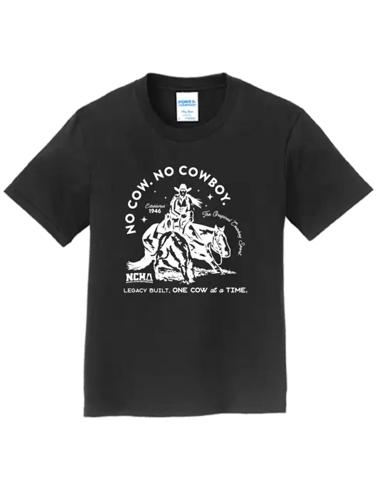 Youth Ring Spun Jet Black 4.5 oz T-Shirt w/No Cow No Cowboy Logo
