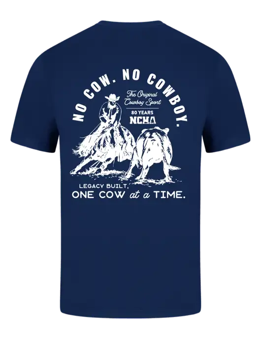 Comfort Colors 6.1 oz Dark Navy Heavyweight Ring Spun T-Shirt w/No Cow No Cowboy Logo, NCHA Logo