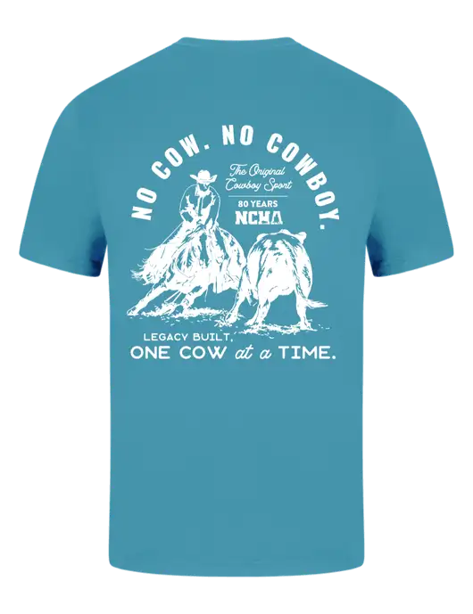 Comfort Colors 6.1 oz Sapphire Heavyweight Ring Spun T-Shirt w/No Cow No Cowboy Logo, NCHA Logo