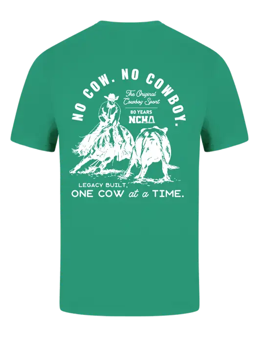 Comfort Colors 6.1 oz Kelly Green Heavyweight Ring Spun T-Shirt w/No Cow No Cowboy Logo, NCHA Logo