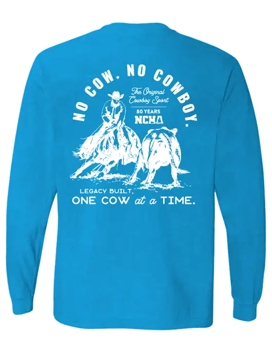 Comfort Colors Garment-Dyed Royal  Heavyweight Long Sleeve T-Shirt w/No Cow No Cowboy Logo, NCHA Logo