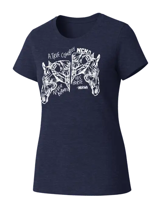 Womens Seriously Soft Heathered Navy T-Shirt w/True Cowboy Logo