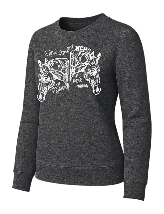 Womens Charcoal Heather Loft Crewneck Sweatshirt w/True Cowboy Logo