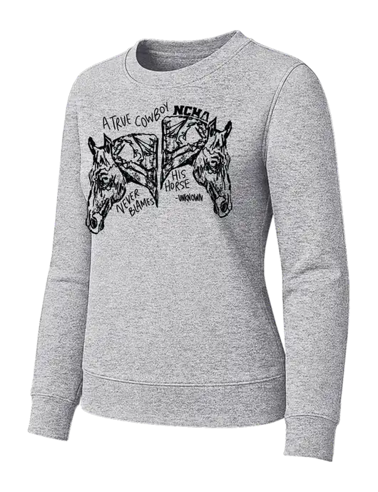 Womens Light Grey Heather Loft Crewneck Sweatshirt w/True Cowboy Logo