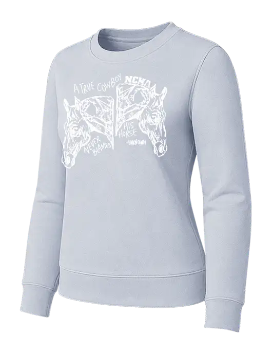 Womens Light Slate Loft Crewneck Sweatshirt w/True Cowboy Logo
