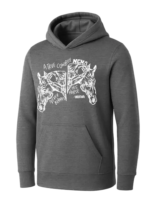 Womens Medium Grey Heather Core Fleece Pullover Hooded Sweatshirt w/True Cowboy Logo