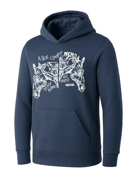 Womens Navy Core Fleece Pullover Hooded Sweatshirt w/True Cowboy Logo