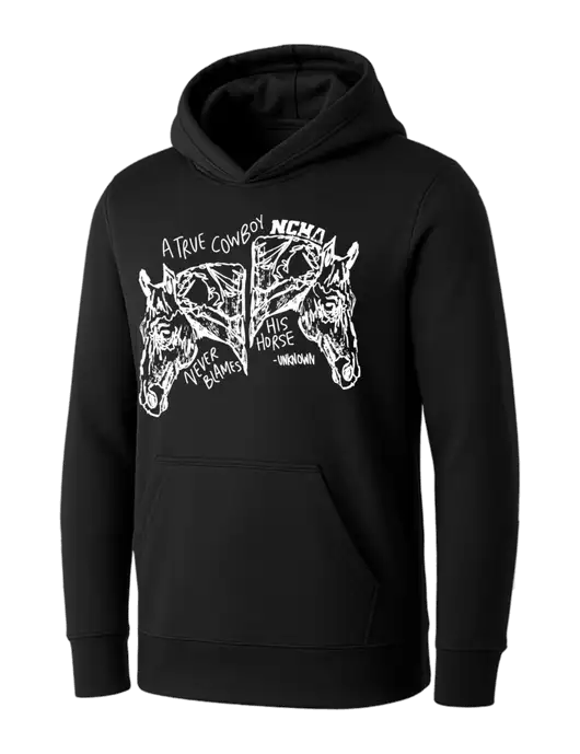 Womens Black Core Fleece Pullover Hooded Sweatshirt w/True Cowboy Logo