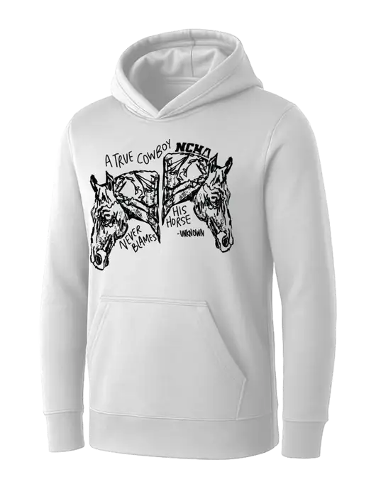 Womens White Core Fleece Pullover Hooded Sweatshirt w/True Cowboy Logo