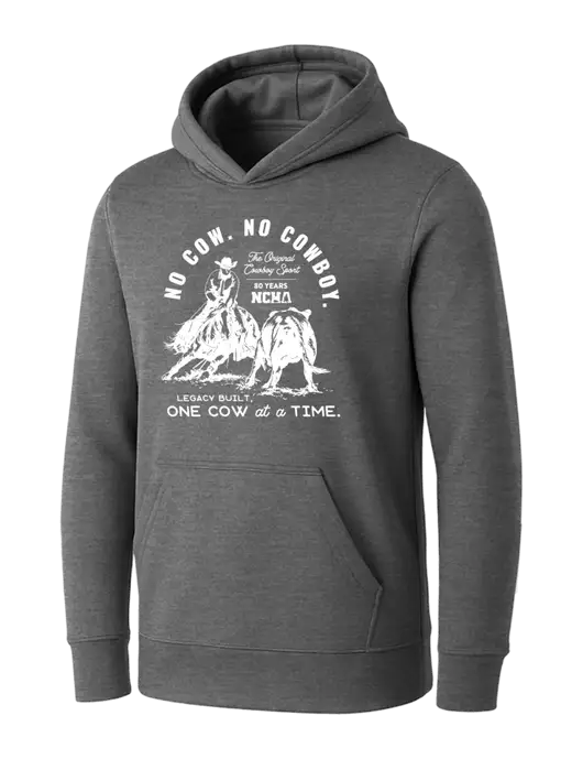Womens Medium Grey Heather Core Fleece Pullover Hooded Sweatshirt w/No Cow No Cowboy Logo