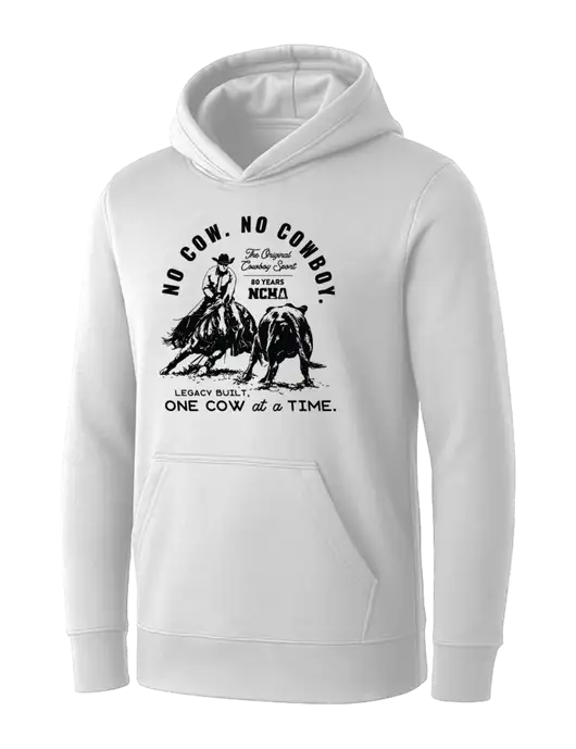 Womens White Core Fleece Pullover Hooded Sweatshirt w/No Cow No Cowboy Logo