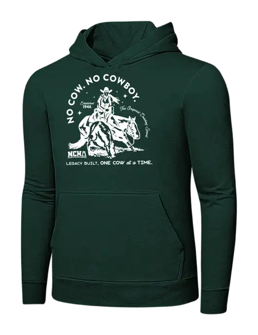 Dark Green 7.8 oz Ring Spun Hooded Sweatshirt w/No Cow No Cowboy Logo