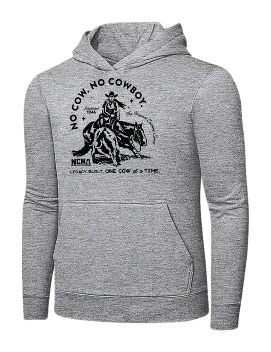 Light Grey Heather 7.8 oz Ring Spun Hooded Sweatshirt w/No Cow No Cowboy Logo